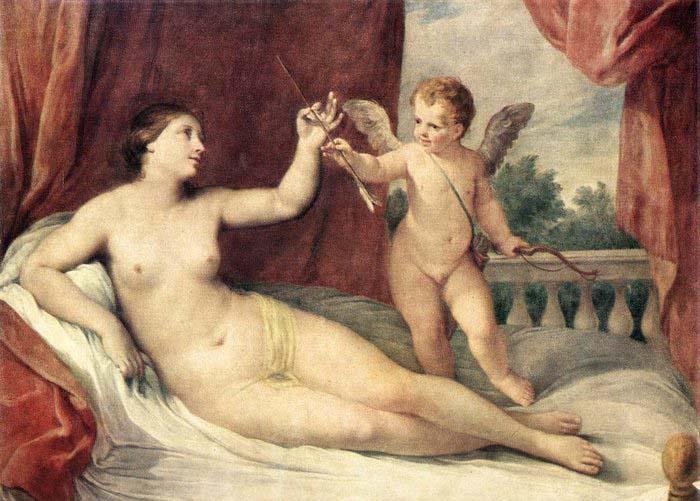 RENI, Guido Reclining Venus with Cupid oil painting image